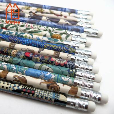 China Pencil With Eraser School Student Customized Design Printed Cute Paper Packing Pencil Kit HB Writing To Mark Wooden Pencil for sale