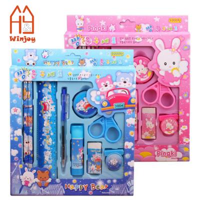 China Cartoon child stationery set product name and color yellow pink blue red children stationery set for sale