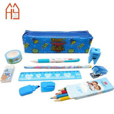 China Gift Set Custom Blue Office Equipment Stationery Stationery Set Big Kits And Student Stationery Set for sale