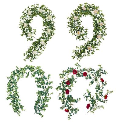 China Fashional Wedding Backdrop Artificial Silk Faux Vines Eucalyptus Garland for sale