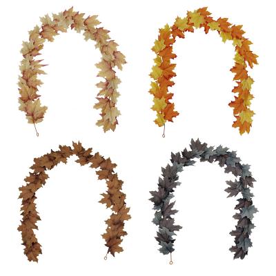 China Artificial Maple Leaf Christmas Dinner Indoor Outdoor Fireplace Garland Hanging Fall Leave Vines for Outdoor Indoor Christmas Fireplace Thanksgiving Dinner Decor for sale