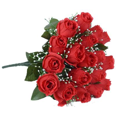 China Fashionable Wholesale Cheap Silk Artificial Flower Rose Bud Bouquet Bride Holding Flowers for sale