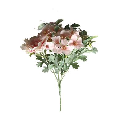 China Fashional Artificial Flower Factory Supply Mini Bouquet Camellia For Wedding Home Hotel Decoration for sale