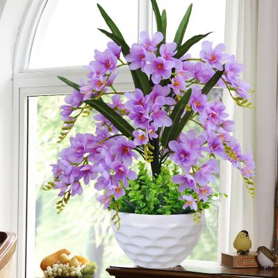 China New Home Ministry Decoration Party Wedding Decor Artificial Silk Orchid With Ceramic Vase Bonsai For Home Ministry Decoration Party Wedding Decor for sale