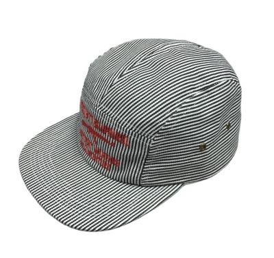 China COMMON wholesales flat bill camp hats stripe fashion 5 panel hat plain snapback gorras checked camp hat for sale