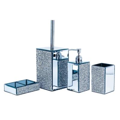 China AZUDA_ Sustainable Diamond Mirror Glass Bathroom Accessories Set 4 Piece Bathroom Set Bathroom Sets for sale