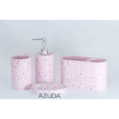 China Sustainable AZUDA_Terrazzo Poly Bathroom Accessories Set 4 Piece Bathroom Set Bathroom Sets for sale