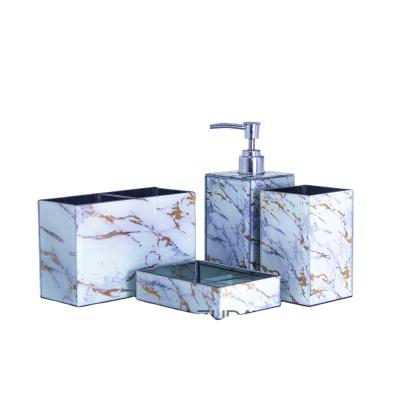 China AZUDA_Marble Viable Printing Glass Bathroom Accessories Set 4 Piece Bathroom Set Bathroom Sets for sale