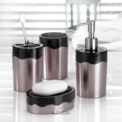 China AZUDA_Stainless Sustainable Steel Decal Plastic Bathroom Accessories 4 Piece Bathroom Set Bathroom Sets for sale