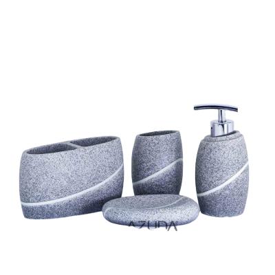 China Sustainable AZUDA_Sandstone Resin Bathroom Accessories Set 4 Piece Bathroom Set Bathroom Sets for sale