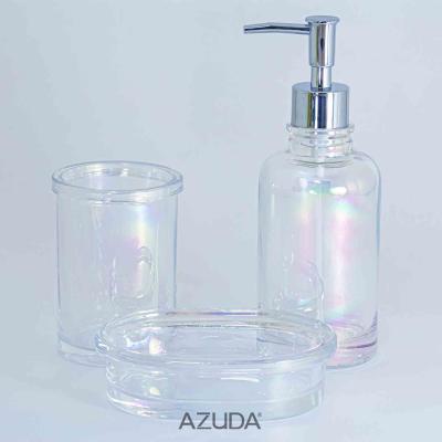 China AZUDA_Science Sustainable Design Transparent Glass Iridescen Bathroom Accessories 3 Pieces Set for sale