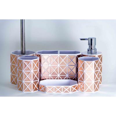 China AZUDA_Geometric Sustainable Hexagon Design Brushed Rose Gold Decal Plastic Bathroom Accessories 6 Pieces Set for sale