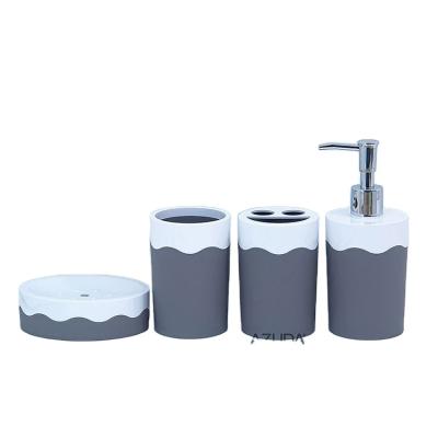 China AZUDA_Sustainable Rubber Painting Plastic Bathroom Accessories Set 4 Piece Bathroom Set Bathroom Sets for sale