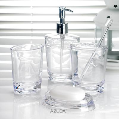 China AZUDA_Transparent Sustainable Acrylic Plastic Bathroom Accessories Set 4 Piece Bathroom Set Bathroom Sets for sale