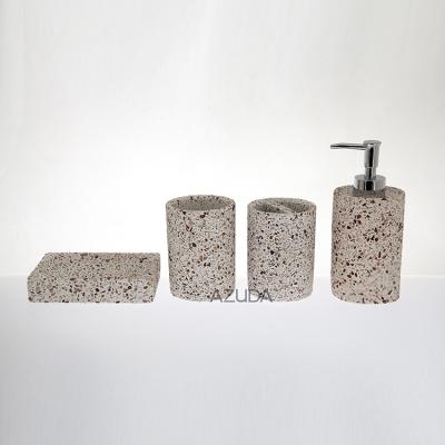 China Minimalist AZUDA_Terrazzo Concrete Bathroom Accessories 4 Piece Bathroom Set Bathroom Sets for sale