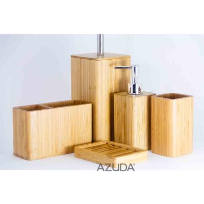 China AZUDA_Bamboo Sustainable Wooden Bathroom Accessories Set Bathroom Sets for sale