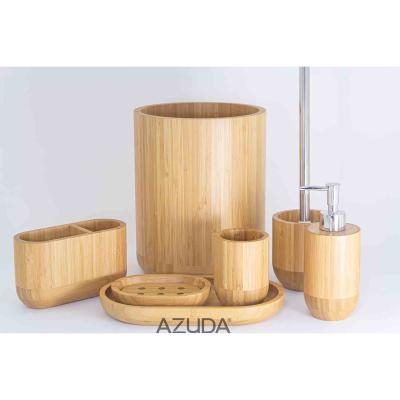 China AZUDA_Bamboo Sustainable Wooden Bathroom Accessories Set Bathroom Sets for sale