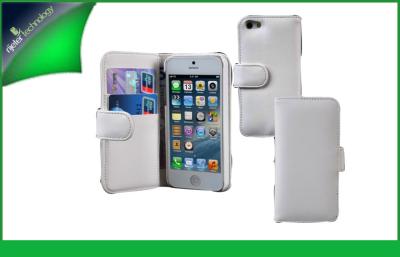 China Stylish White Iphone 5 Protective Flip PU Leather Case With Stand / Card Slot for sale