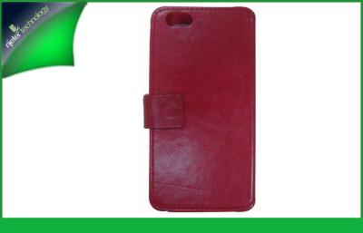 China Iphone 6 Protective PU Leather Case With Card Slot , Red Phone Case for sale