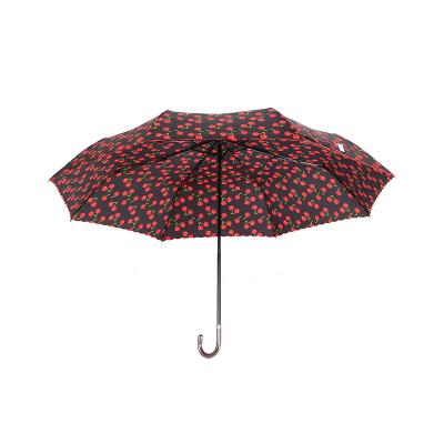 China Hot Selling Mini Size Fashion 3 Folds Cherry Lace Ladies Korean Popular Umbrella Sunshade for sale