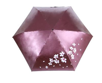 China Standard Size Glossy Burgundy Photo UV Protective Flower Printing 23 Inch 3 Fold Umbrella Hot Sale for sale