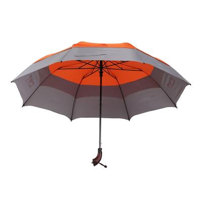 China High Quality Size Two Rows 2 Tones 2 Folds Gray And Orange Automatic Golf Umbrella for sale