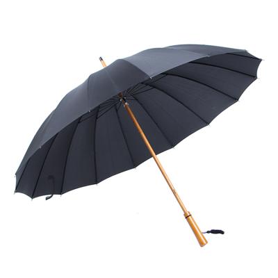 China Modern wooden handle 16ribs automatic golf upright umbrella for sale