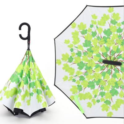 China 23 Inch Modern Different Colors Double Layer Inverted Reverse Umbrella with C-Shaped Handle, Anti-UV for sale