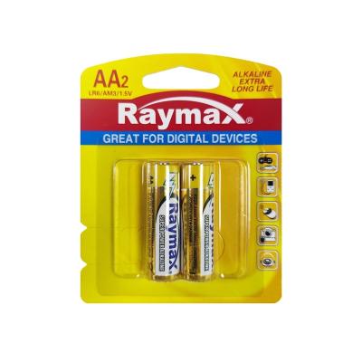 China Raymax China best-selling 2pcs-pack portable toys AM3 LR6 1.5v aa customized alkaline accumulator for sale