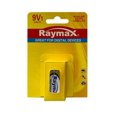 China Cheek Raymax Customized Label 500mAh 6LR61 9v Zn/MnO2 9 Volt Super Alkaline Porcelain Dry Battery for sale