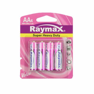 China High Quality Zinc Carbon Raymax Size AA Toys Heavy Duty Dry Battery R6 1.5v 800mAh For Outdoor for sale