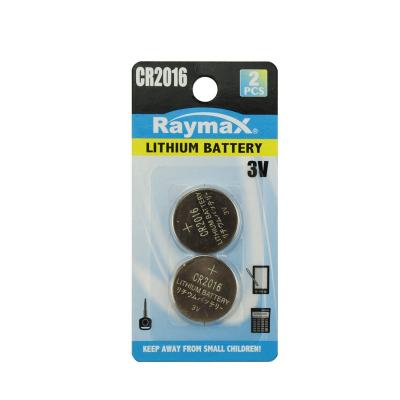 China Home appliances Raymax China factory supply OEM 80mAh 3v cr2016 lithium button cell battery for vehicle alarm for sale