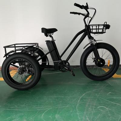 China Newest 750w 3 Wheel Fat Tire 48v 500w Electric Cargo Bike Tricycle with 48v 15ah and 20ah 10ah Lithium Battery for sale