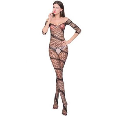 China Net Transparent Halter Jumpsuit Lingerie Women's Overalls Full Body Net Costume Sexy Net Pantyhose Full Sleeve Jumpsuit for sale