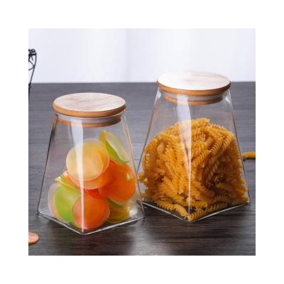 China Storage Convenience Wholesale Price Useful Square Storage Glass Jars For Shop Food for sale