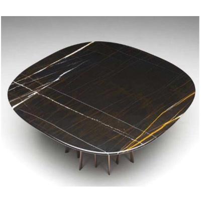 China The factory modern red vein black marble dining table, building material black and gold marbles floor tiles for sale