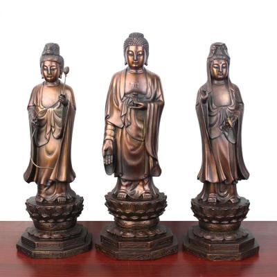 China China Western Three Saints Statue Of Pure Copper Buddha With Lotus Flower for sale