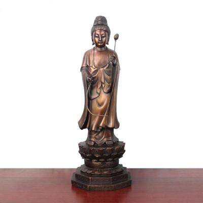 China Indian Buddhist Bronze Sculpture China Avalokitesvara Statue Buddha With Lotus In Hand for sale