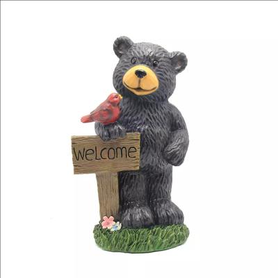 China World Wide Forest Bear Pair Sculpture Home Decoration Best Selling Black Resin Crafts Ornaments for sale