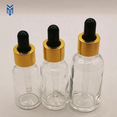 China Cosmetic Hot Sale 15ml 20ml 30ml Clear Glass Serum Essential Oil Glass Dropper Bottle For Skin Care for sale