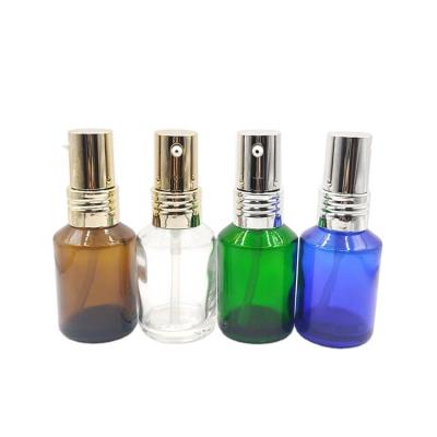 China Cosmetic Empty 30ml Sloping Shoulder ailless cosmetic body lotion pump glass bottle for sale