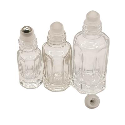 China Cosmetic 3ml 6ml 12ml Essential Oil Glass Octagon Roller Bottle anise Perfume Attar Fancy Roll On Bottles for sale