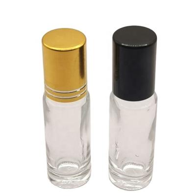 China Cosmetic Luxury 5ml clear essential oil perfume bottle Glass Roll On Bottles With Metal Roller Balls for sale