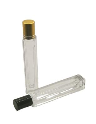 China Cosmetic Wholesale 10ml clear Square Glass Roll On Bottles For Essential Oil perfume for sale