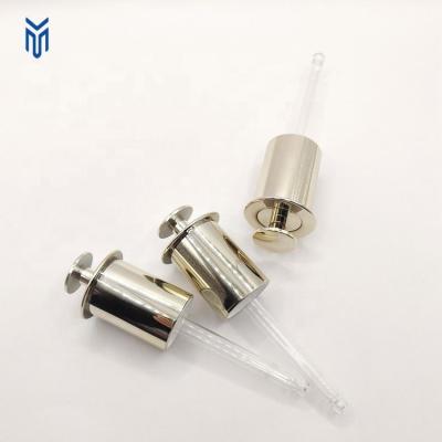 China Non Spill wholesale 20mm Gold Aluminum push Press Pump Dropper Cap for essential oil serum bottle for sale