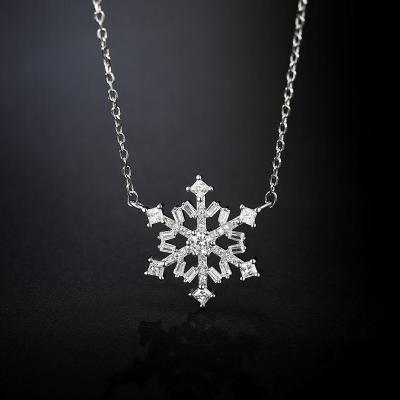 China Environmental Friendly Zircon Necklace Christmas Gift JON Jewelry Snowflower Necklace Jewelry Pendant Necklace for sale