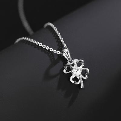 China CLASSIC Four Leaf Clover Cavity Chain Clavicle Chain S925 Sterling Silver Cubic Zirconia Female Pendant Necklace for sale