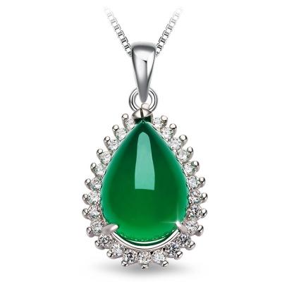 China Hot Sale 925 Sterling Silver FASHIONABLE Fairy JON Chrysoprase Stone Pendant Jewelry Pendant Necklace for sale