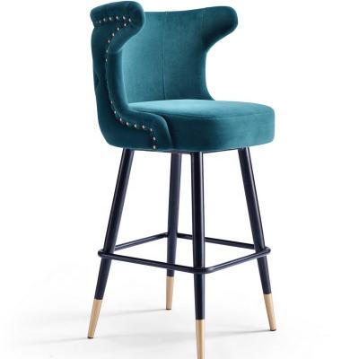 China Modern Luxury Modern High Back Bar Metal Leg And Fabric Upholstery Dining Chair For Hotel Club And Bar High End Stool for sale