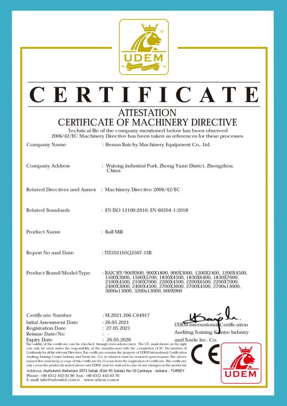 CE - Henan Baichy Machinery Equipment Co., Ltd.